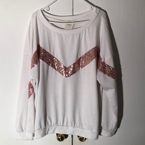 Fantastic Fawn USA chevron rayon fun warm glitter sequins Sweatshirt blouse